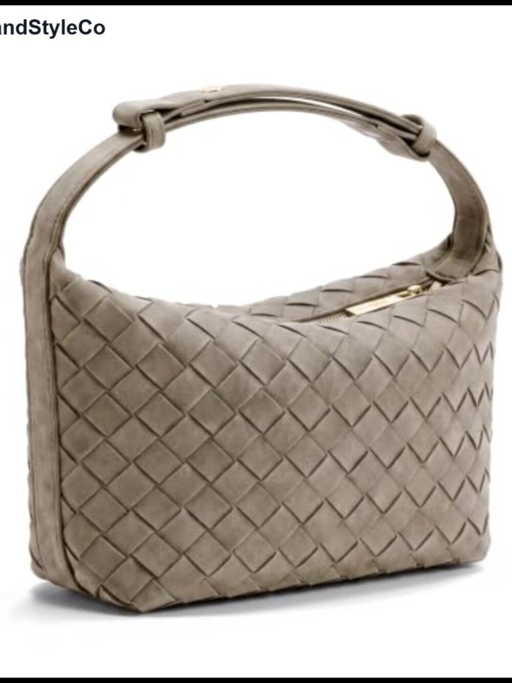 Woven Faux Suede Hobo Shoulder Bag Vegan Leather Women's Purse